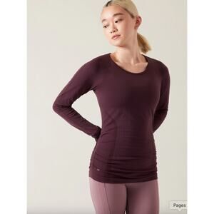 Athleta Speedlight Seamless Top Womens XS Burgundy Long Sleeve Spiced Cabernet